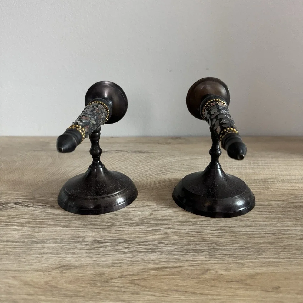 Religious Wall Mount Candle‎ Holder Mosaic Accent Vintage Sconces Set Of 2